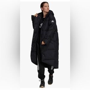 ADDIDAS LONG BLACK PUFFER WINTER JACKET SIZE L